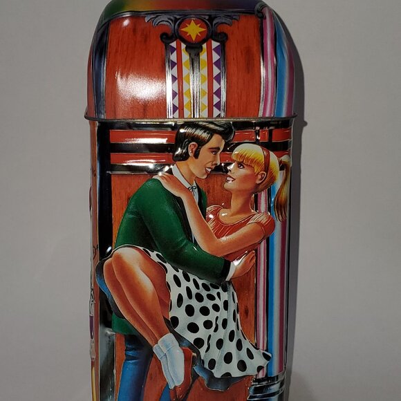 JUKEBOX COIN BANK MADE IN ENGLAND, METAL WARE, EMBOSSED ARTWORK ALL SIDES! - Picture 4 of 10